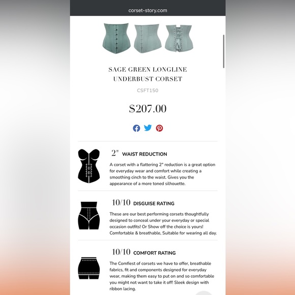 Corset-Story: SAGE GREEN LONGLINE
UNDERBUST CORSET UK8 - Picture 7 of 9